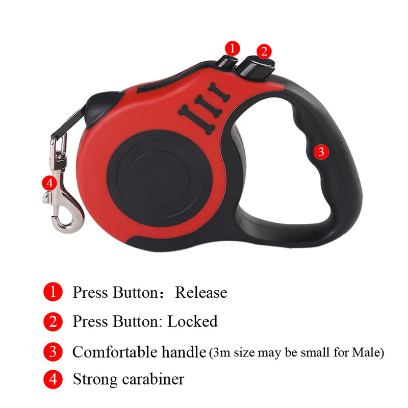 Correa retráctil automática de nailon para perros.