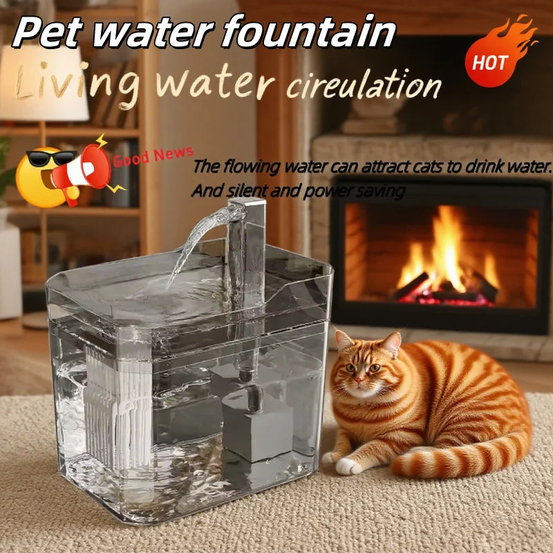 Fuente de Agua Automática para mascotas 1.5L con Filtro y Circulación Continua