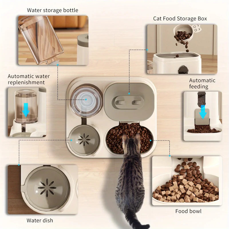 Comedero Automático para Gatos con Fuente de Agua