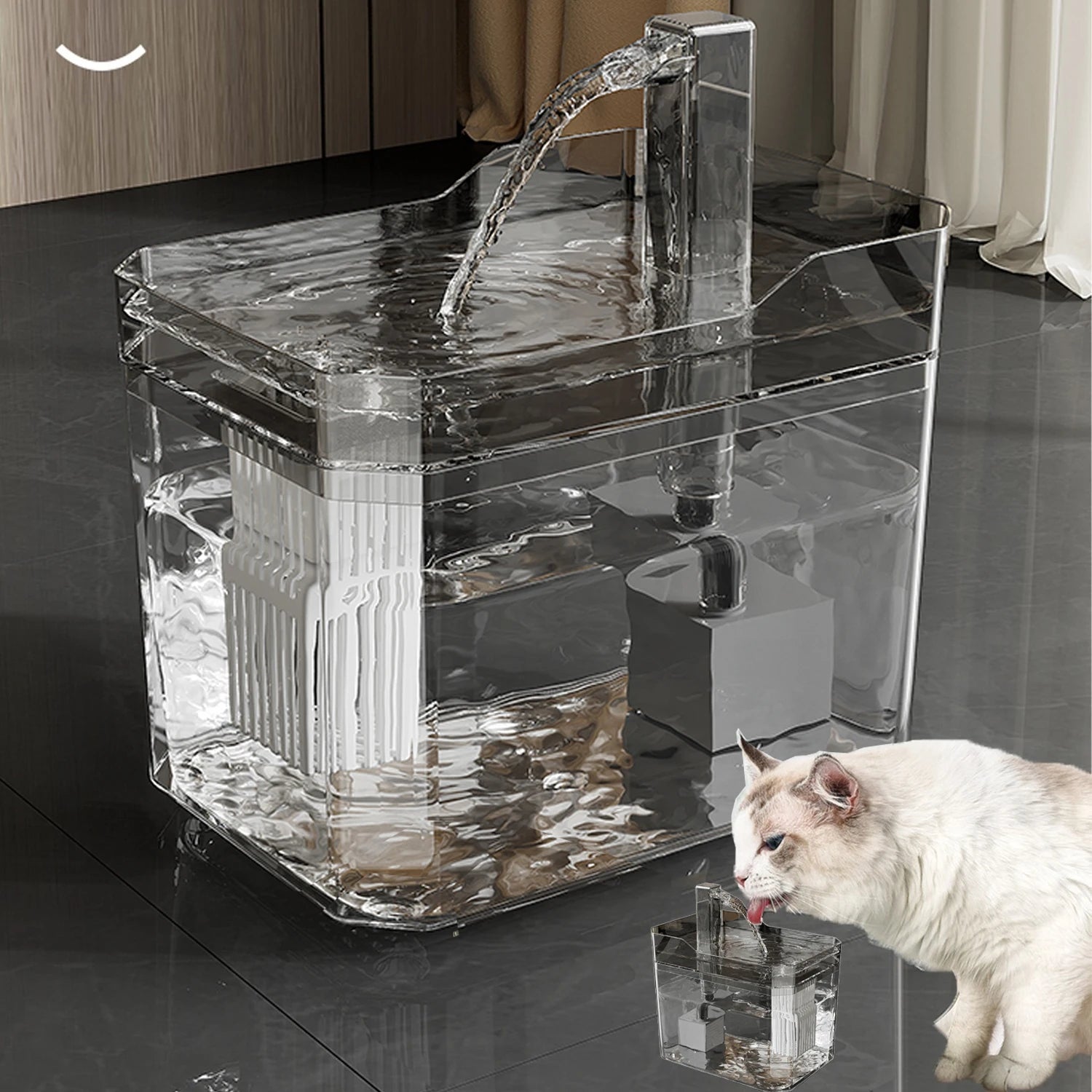 Fuente automática para gatos 1.5L con filtro y bomba silenciosa