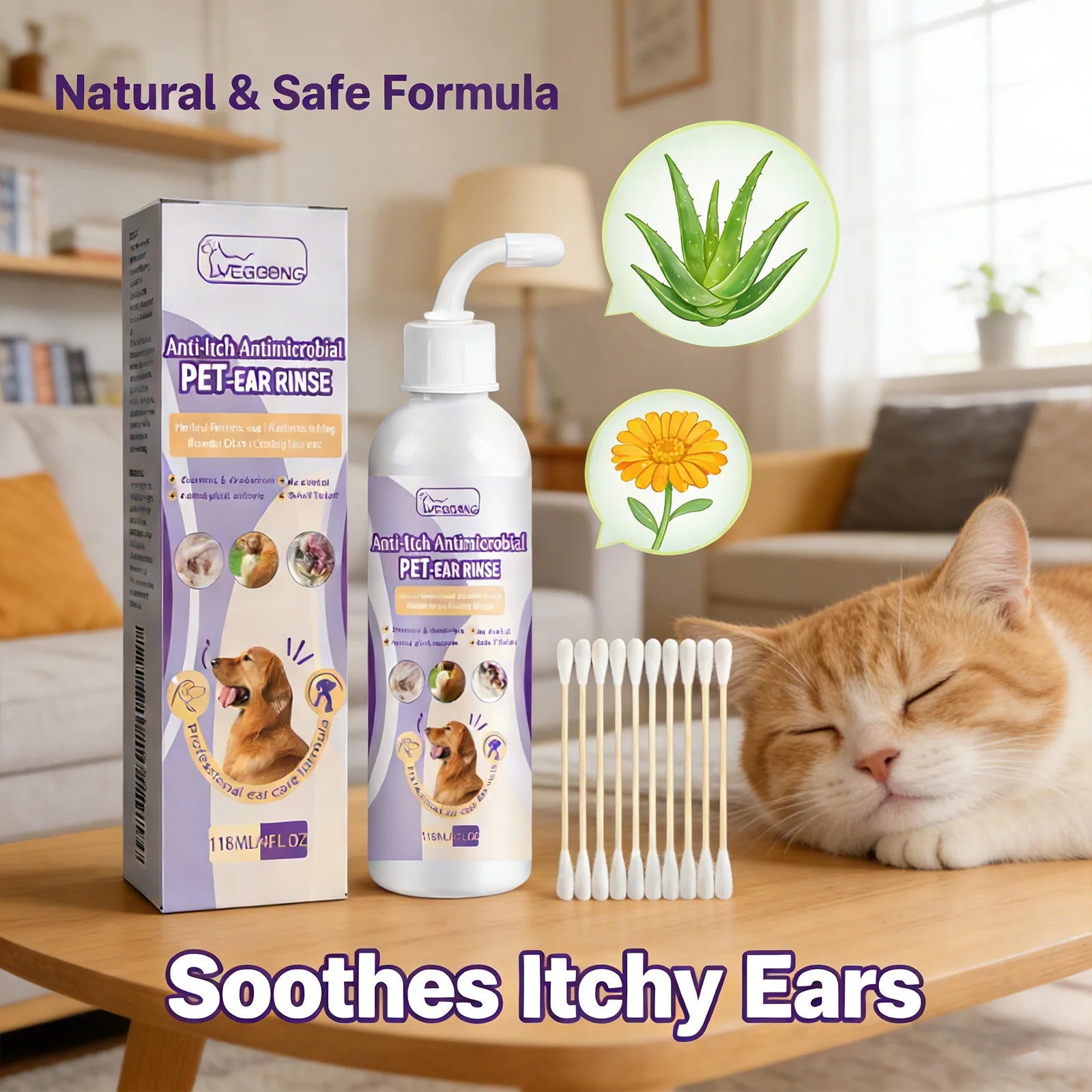 YEGBONG Solución Hipoalergénica para Limpieza de Oídos de Mascotas – 100 ml